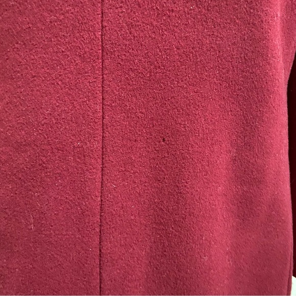 Vintage EDDIE BAUER Wine Burgundy Red Wool/Cashmere Blend Trench Peacoat Size S - Picture 10 of 16